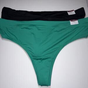 Lot of 2 Lane Bryant Cacique Comfort Bliss Thong Teal Green Black Panties 26/28